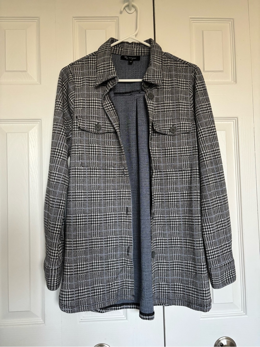 Lily Morgan Plaid Coatigan - Gray Plaid